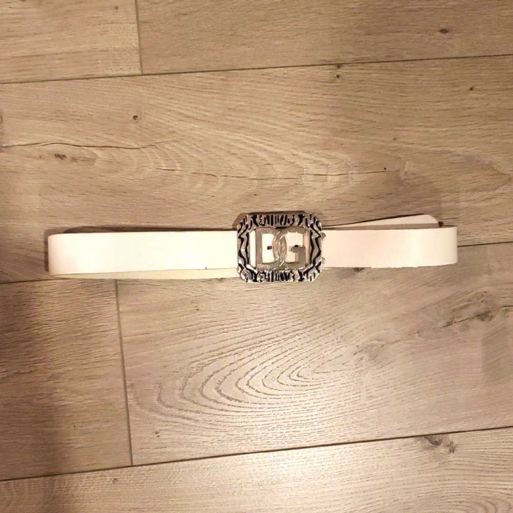 Dolce & Gabbana White Silver Buckle Belt